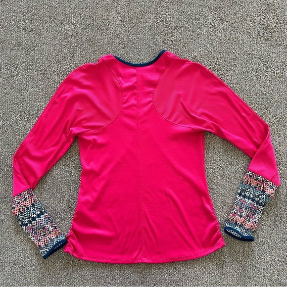 Lucky in Love Pink Ink Print Long Sleeve Pull Over Top Small - Picture 9 of 9